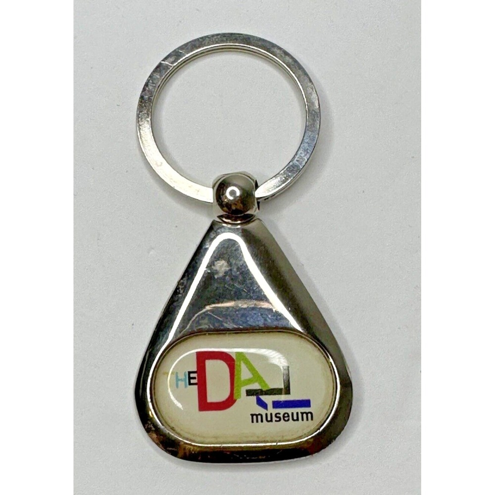 Salvador Dali Museum KeyChain Silver Tone Key Fob Teardrop Shape Metal